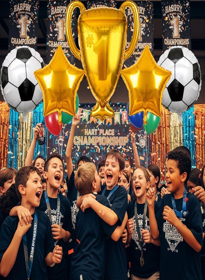 بروبسيكل مجموعة بالونات كرة القدم بتصميم أبطال بروبسيكل - 5 قطع | كأس ذهبي عملاق، كرات قدم، وبالونات فويل على شكل نجمة | زينة لحفلات اليوم الرياضي وأعياد الميلاد - Image 5